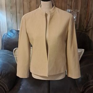 Vintage Dalton Cream Wool/Camel Hair Open Front Textured Coat Size S